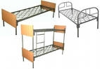 Металлические одноярусные двуспальные кровати, разборные конструкции сеток и спинок. 